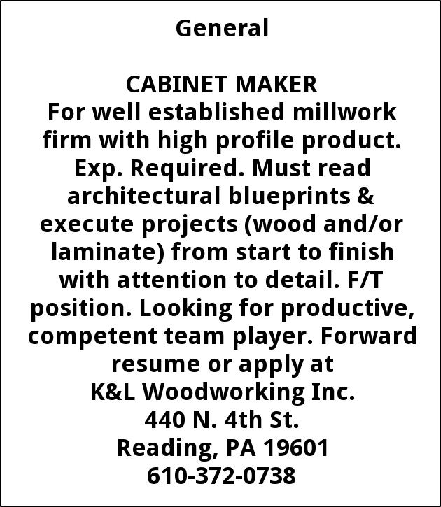 Cabinet Maker K L Woodworking Inc Reading Pa