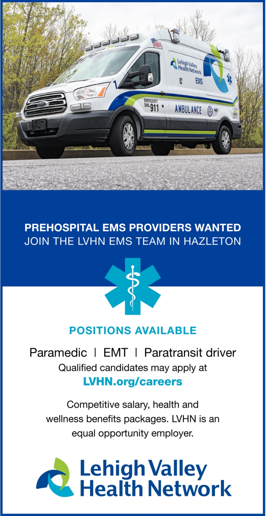 Paramedic Emt Paratransit Driver Lehigh Valley Health Network Hazleton Pa