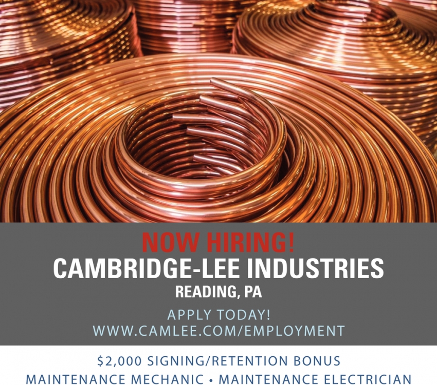 Now Hiring!, Cambridge-Lee Industries